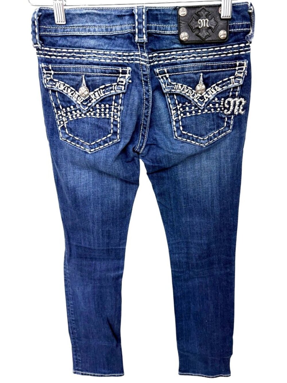 Miss Me Womens Size 25 Embellished Straight-Leg Denim Jeans
